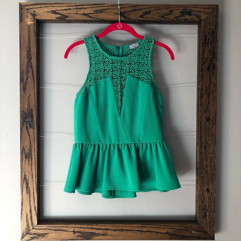 Green peplum top
